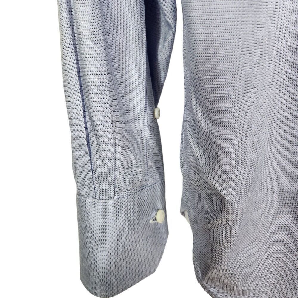 ERMENEGILDO ZEGNA Shirt Mens Medium Blue Button Tailored Fit Dress Shirt - Picture 4 of 9